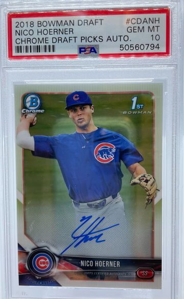 2018 Bowman Draft Nico Hoerner Chrome Draft Picks Auto PSA 10 GEM MINT