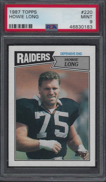 1987 TOPPS FOOTBALL CARD #220 HOWIE LONG RAIDERS DE HOF PSA 9 MINT