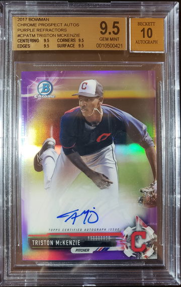 2017 Bowman Triston McKenzie Purple Refractor Auto #108/250 BGS 9.5/10