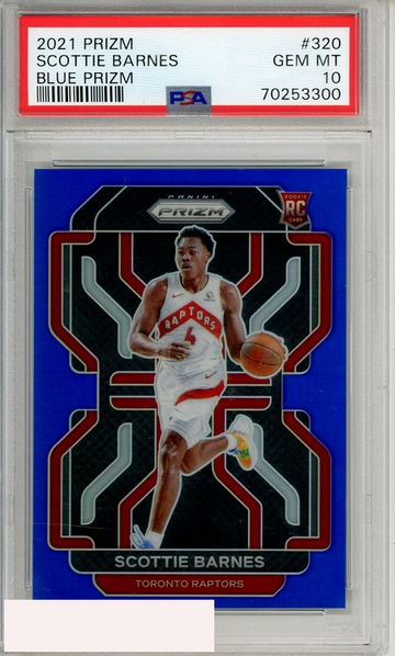 2021 PANINI PRIZM SCOTTIE BARNES #320 BLUE PRIZM PSA 10 GEM MT