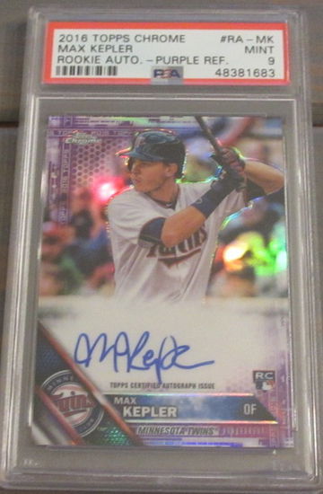 Max Kepler RC 2016 Topps Chrome Rookie Auto Purple Refractor #/250 PSA 9 Mint