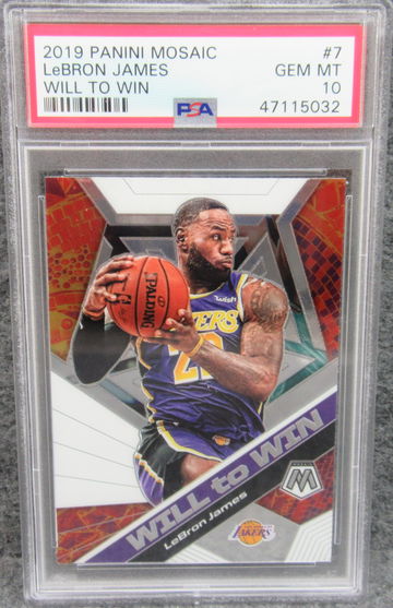 2019-20 Panini Mosaic LeBron James Lakers Will To Win PSA 10