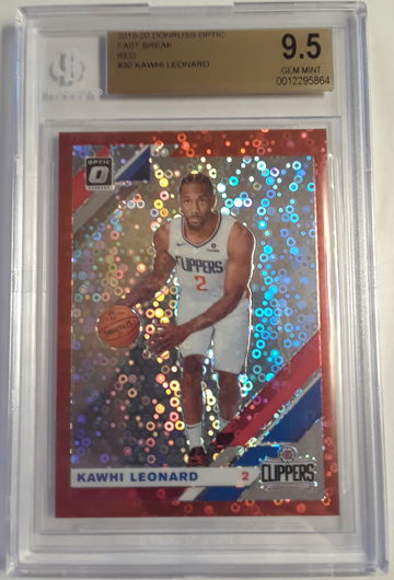 Kawhi Leonard 2019-20 Donruss Optic Fastbreak Red/85 BGS 9.5 Gem Mint #30.