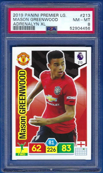 2019 Panini Premier League Adrenalyn XL Mason Greenwood RC *PSA 8* Near Mint/Mint Manchester United
