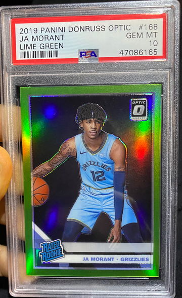 Ja Morant 2019 Panini Donruss Optic Rated Rookie card PSA 10 low pop lime green 3/149 #168