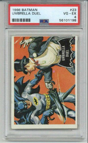1966 TOPPS BATMAN #23 UMBRELLA DUEL THE PENGUIN PSA 4 VG-EX LOW POPULATION RARE
