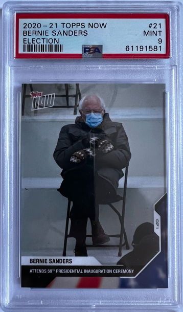 2020-21 TOPPS NOW BERNIE SANDERS ELECTION PSA 9