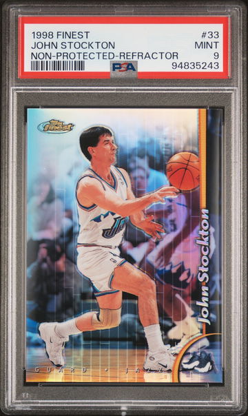 1998 JOHN STOCKTON FINEST NON-PROTECTED-REFRACTOR #33 PSA 9 BK.A3.41