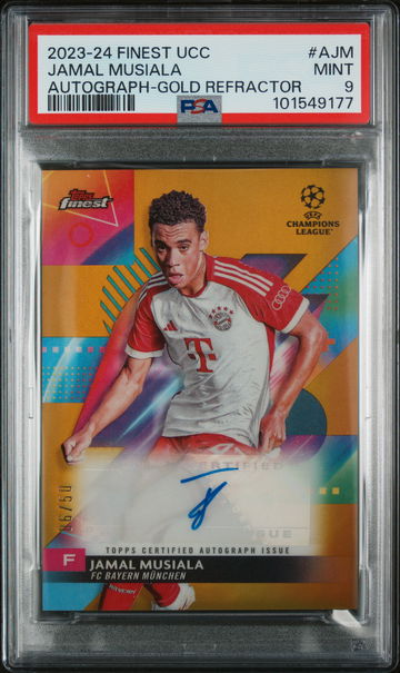 2023-24 Topps Finest UCC Gold Refractor Jamal Musiala #A-JM Auto /50 PSA 9