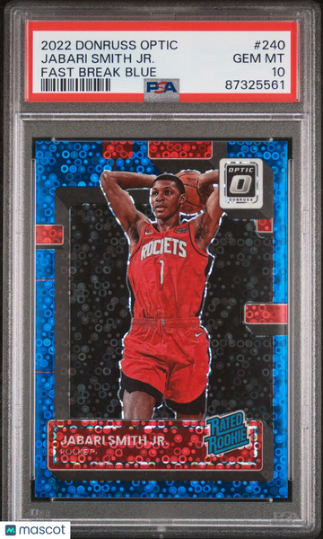 2022-23 Panini Donruss Optic Jabari Smith JR. Fast Break Blue Rookie /49 PSA 10
