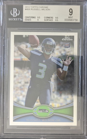 2012 Topps Chrome #40 Russell Wilson Rookie Card RC Stands in background BGS 9