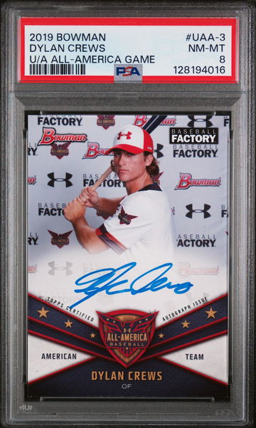 2019 Bowman Under Armour All-America Game Dylan Crews #UAA-3 /199 PSA 8