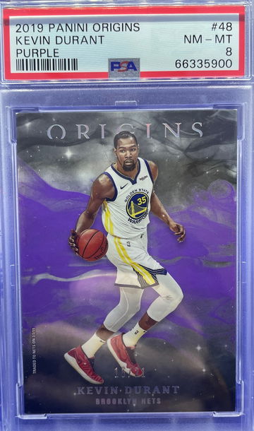 2019-20 Panini Origins Kevin Durant FOTL 16/21 PURPLE BROOKLYN NETS PSA 8 NM-MT