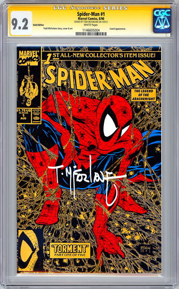 SPIDER-MAN #1 CGC-SS 9.2 *GOLD VARIANT* SIGND BY ORIG ARTIST TODD MCFARLANE 1990