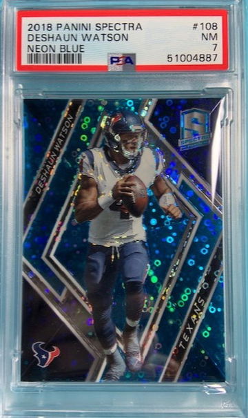2018 Spectra Neon Blue Disco Prizm #108 Deshaun Watson /75 PSA 7 NM Texans