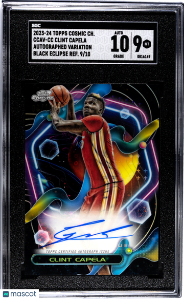 2023 Topps Cosmic Chrome Clint Capela #CCAV-CC Autograph Var. Black Eclipse Refractor SGC 9 Auto 10