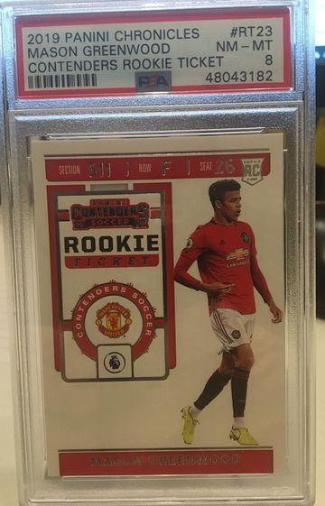 2019 Panini Chronicles Mason Greenwood Contenders Rookie Ticket PSA 8