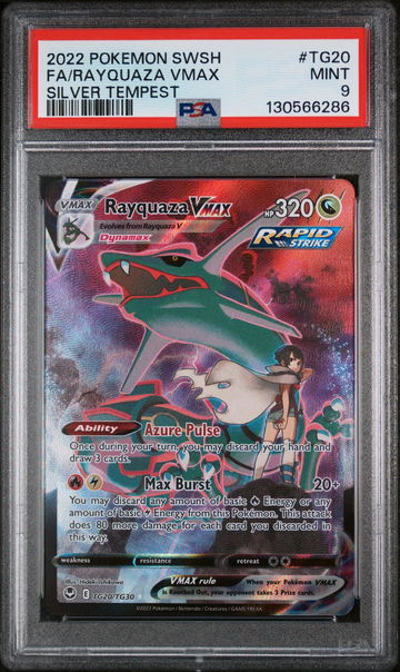 2022 Pokemon Sword and Shield Silver Tempest Trainer Gallery Rayquaza Vmax #TG20 PSA 9