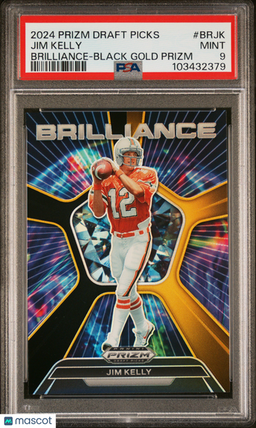 2024 Panini Prizm Draft Picks Brilliance Jim Kelly #BRJK Black Gold PSA 9
