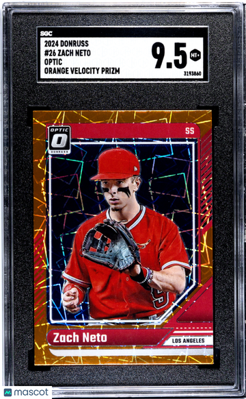 2024 Donruss Zach Neto #26 Optic Orange Velocity Prizm SGC 9.5