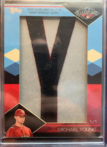 Michael Young 2012 Topps All-Star Game patch "Y" Nameplate 1 of 1 1/1