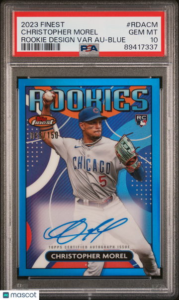 2023 Topps Finest Finest Rookies Design Variation Autographs Christopher Morel #RDACM Blue /150 PSA 10