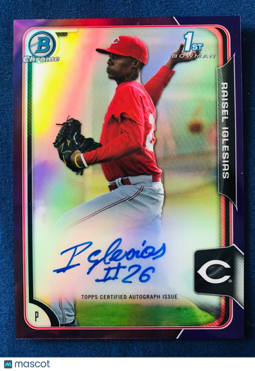RAISEL IGLESIAS 2015 Bowman Chrome PURPLE REFRACTOR On-Card AUTO SP #054/250