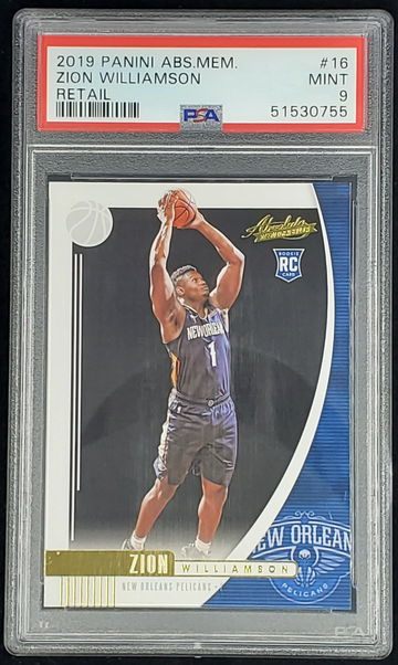 2019 Panini Absolute Memorabilia 16 Zion Williamson Retail PSA 9 RC ROOKIE