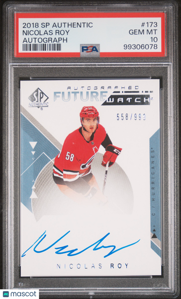 2018 SP Authentic Nicolas Roy #173 Autograph /999 PSA 10