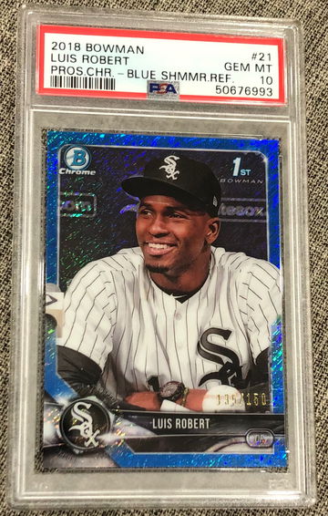 2018 Bowman Prospect Chrome Luis Robert Blue Shimmer Refractor 135/150 RC PSA 10
