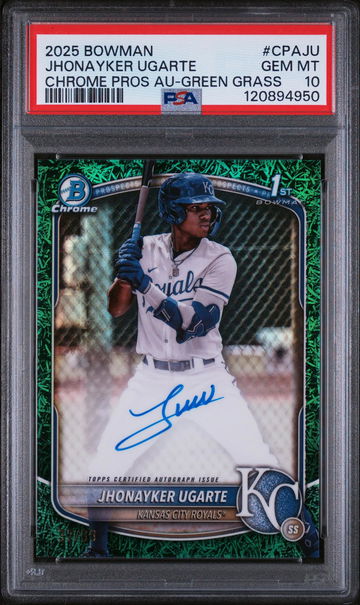 2025 Bowman Chrome Green Grass Jhonayker Ugarte #CPA-JU Auto /99 PSA 10