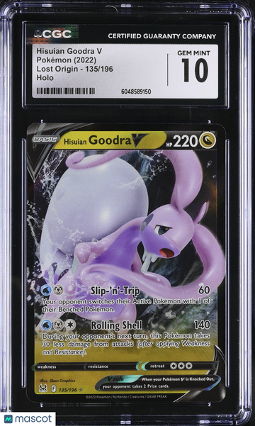 2022 Pokemon Lost Origin Hisuian Goodra V Holo CGC 10 #135/196