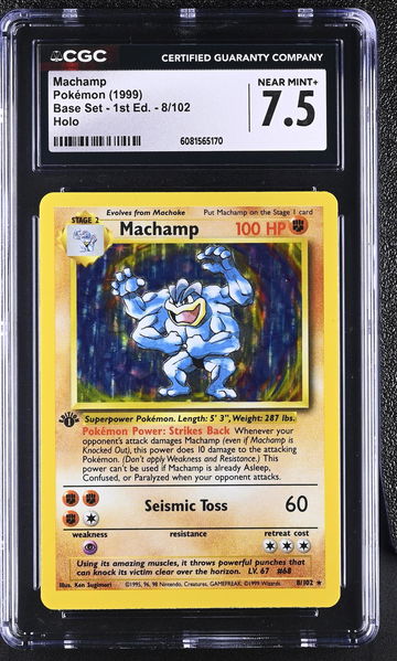 1999 Pokémon Base Set 1st Edition Machamp #8/102 Holo CGC 7.5