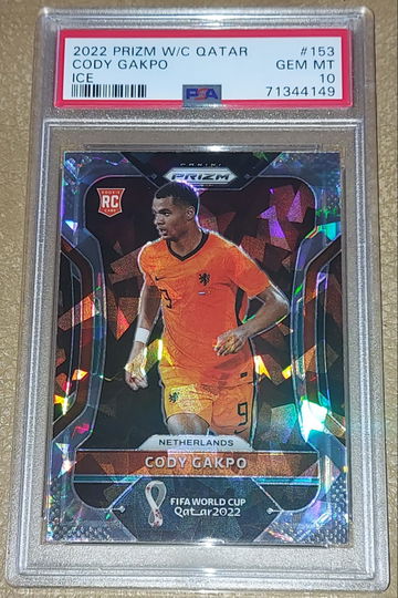 2022 Panini Prizm World Cup Qatar CODY GAKPO Rookie Ice PSA 10 Netherlands