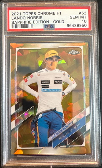 Lando Norris 2021 Topps Chrome F1 Sapphire Gold /50 - PSA 10