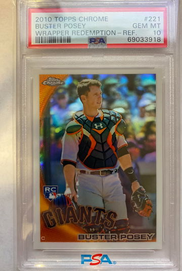 2010 Topps Chrome Buster Posey Wrapper Redemption Refractor PSA 10