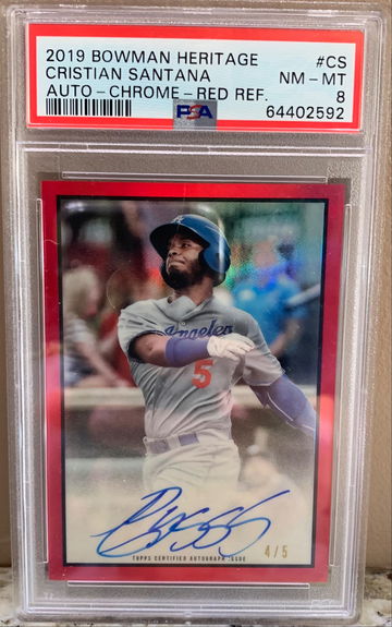 2019 Bowman Heritage Cristian Santana PSA 8