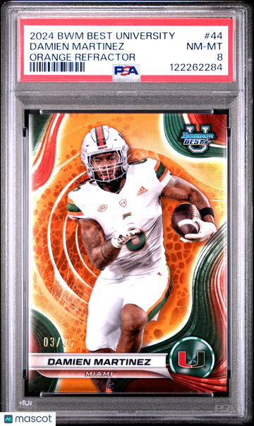 2024 Bowman Best University Damien Martinez #44 Orange Refractor /25 PSA 8