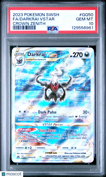 Crown Zenith: Galarian Gallery Darkrai VSTAR Holo Ultra Rare PSA 10 #GG50