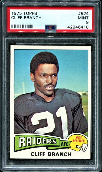 1975 Topps #524  Cliff Branch  RC   PSA 9   Raiders   HOF Finalist