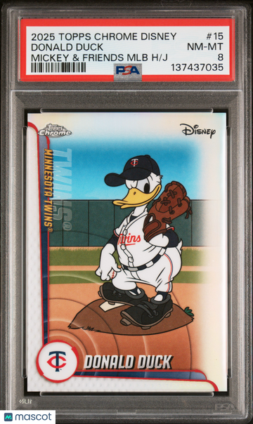2025 Topps Chrome Disney Mickey & Friends MLB Home Jersey Donald Duck #15 PSA 8