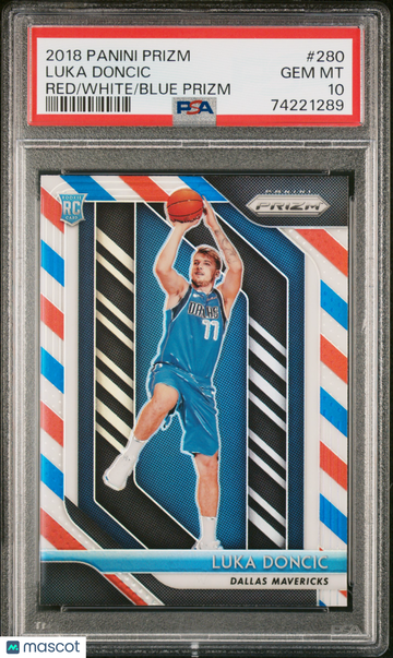 PSA 10 2018 Panini Prizm Luka Doncic Red White Blue Prizm Rookie #280