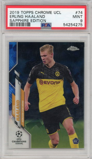 2019 Topps Chrome UCL Erling Haaland Sapphire Edition #74 PSA 9 MINT