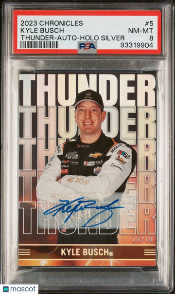 2023 2018 Donruss Kyle Busch #5 Holo Silver Parallel/Variety PSA 8 Panini Authentic