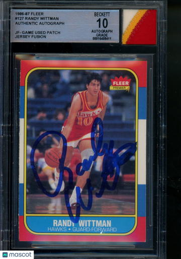 1986 Fleer Randy Wittman #127 BGS Authentic BAS Auto 10