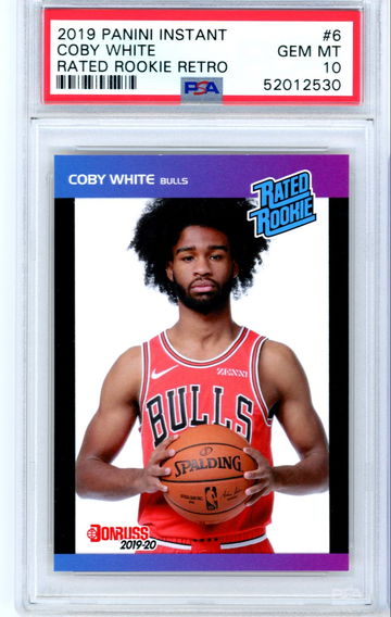 Coby White 2019-20 Panini Instant Rated Rookie Retro 1989 Donruss #6 Rookie Card RC PSA 10 Gem Mint