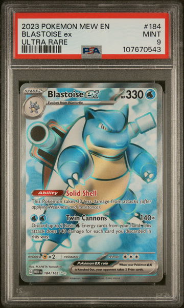2023 Pokemon Scarlet and Violet 151 Ultra Rare Blastoise Ex #184 PSA 9