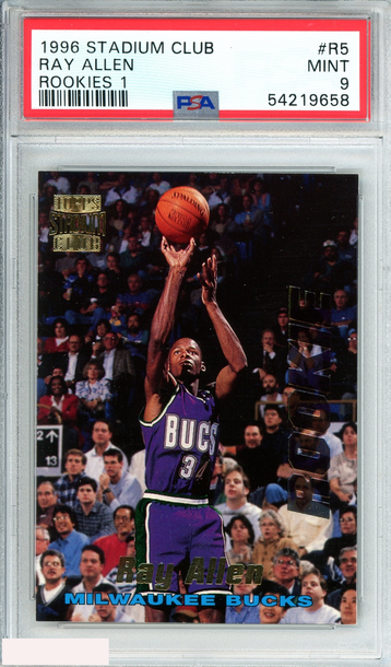 1996 STADIUM CLUB RAY ALLEN #R5 ROOKIES 1 MILWAUKEE BUCKS RC PSA 9 MINT