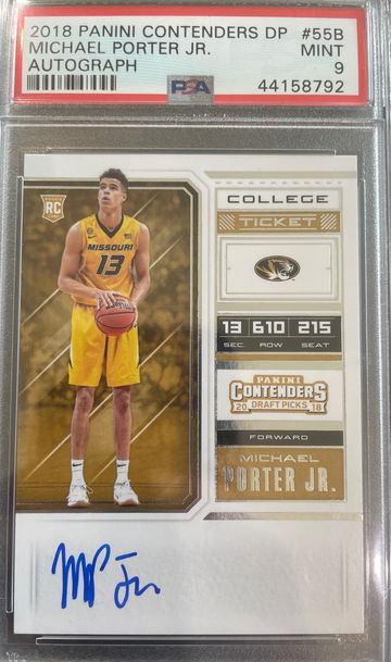 2018 Contenders Draft Picks Michael Porter Jr 55B Auto PSA 9 Mint