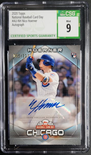 2020 Topps National Trading Card Day #AUNH 65/327 Nico Hoerner RC CSG 9 MINT